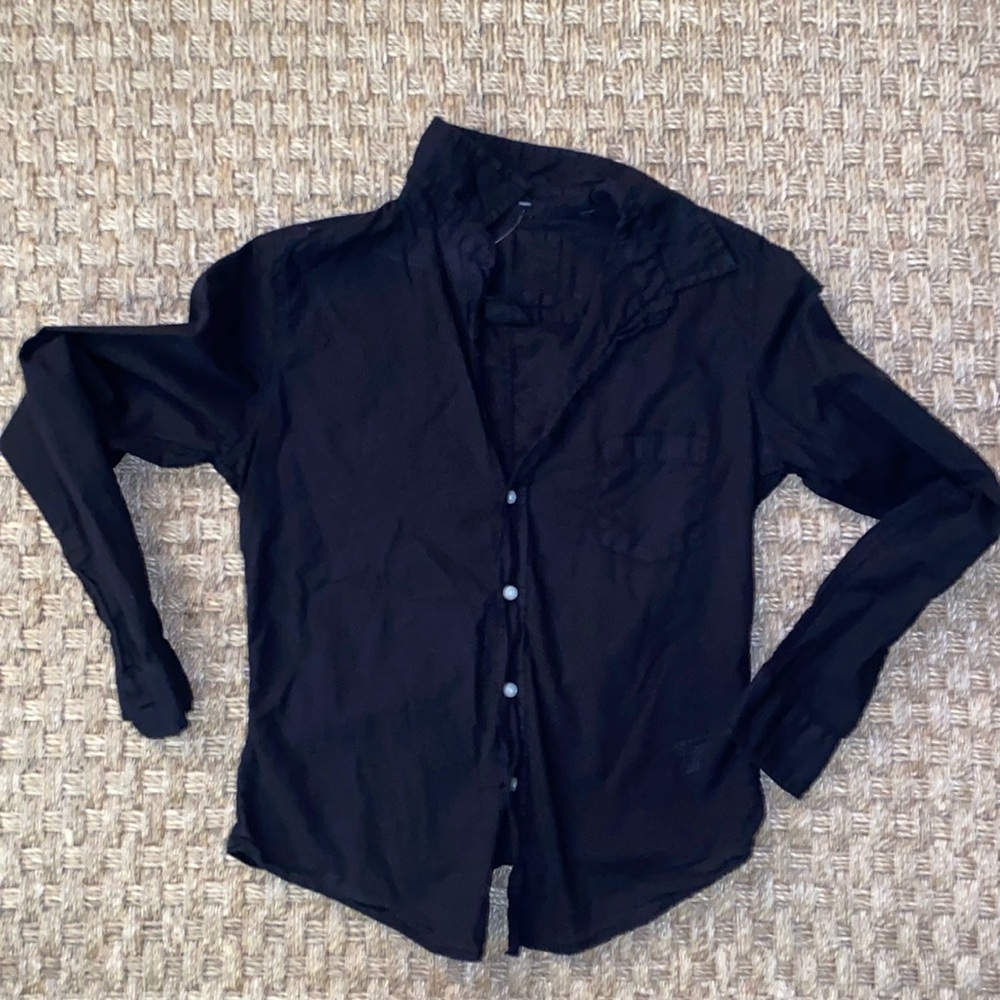 Frank & Eileen Barry Black Button Down Sz Xs